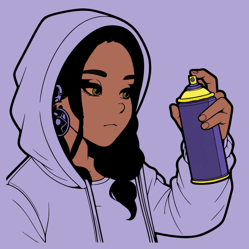 a realistic girl, spray painting