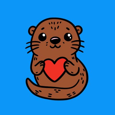 otter with a heart