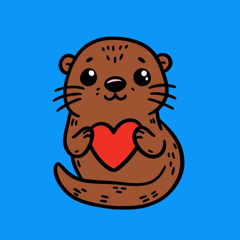 otter with a heart