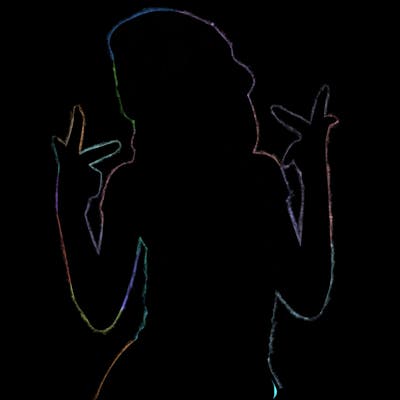 realistic teenage girl with braids and a beanie and crop top doing 🫶🏼