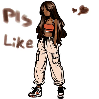 girl in baggy pants crop top and long hair