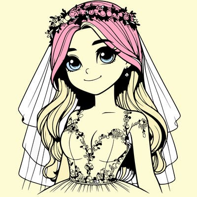 realistic girl in a wedding dress