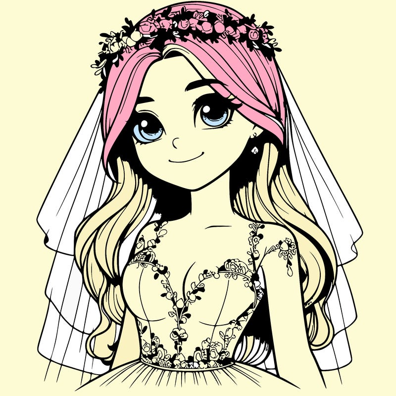 realistic girl in a wedding dress