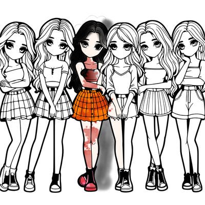 a group of girls realistic