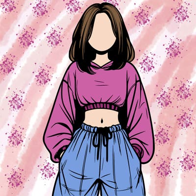 realistic girl faceless with baggy pants and a crop top