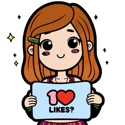 girl holding a 10 likes? sign