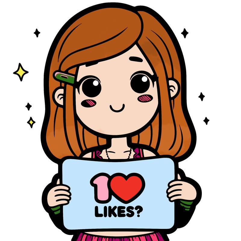 girl holding a 10 likes? sign
