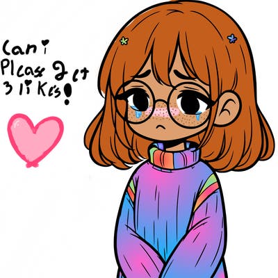 sad girl with glasses in a sweater
