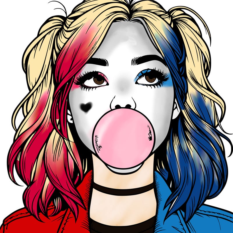 realististic girl blowing bubble -gum