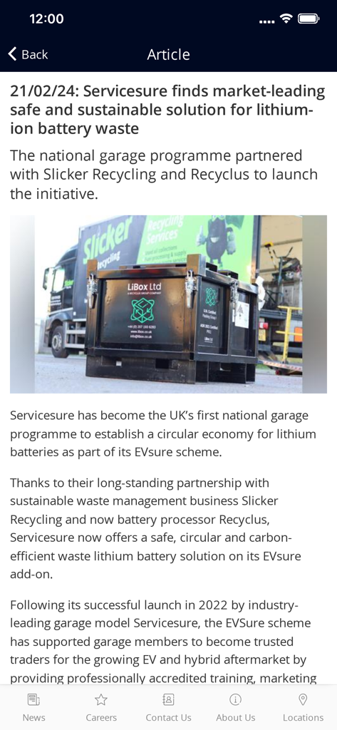 GSF Pitstop - Artículo de noticias sobre el reciclaje de residuos de baterías de iones de litio en la aplicación móvil GSF Pitstop