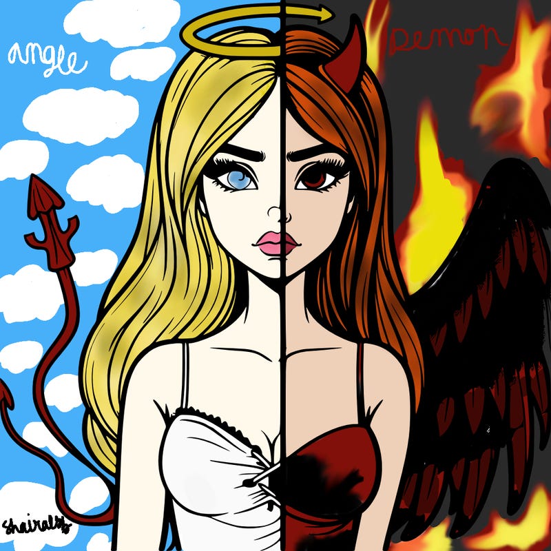 devil vs angel realistic girl