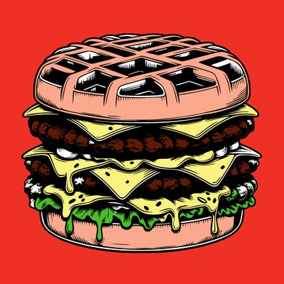 realistic waffle burger