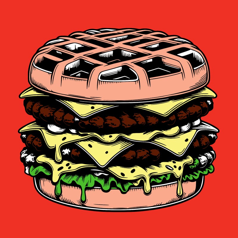 realistic waffle burger