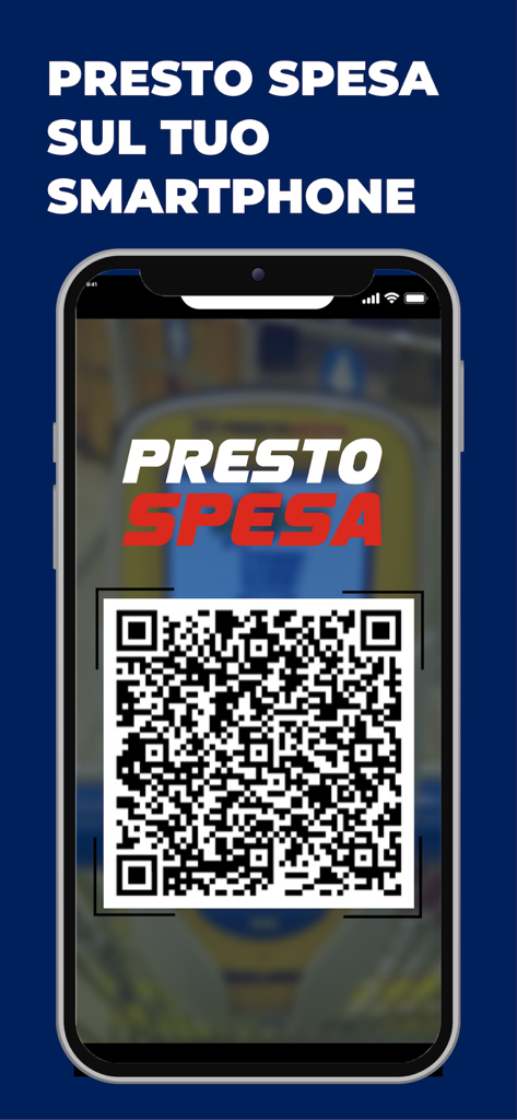 Esselunga - Smartphone screen displaying the Esselunga Presto Spesa QR code for scan and go shopping