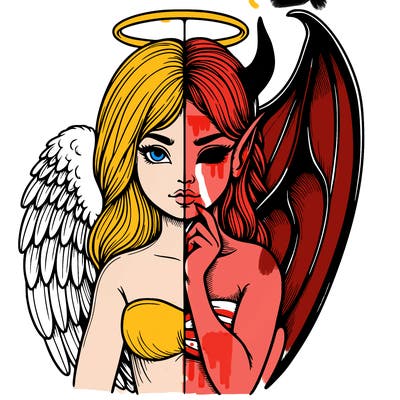 realistic angel half demon