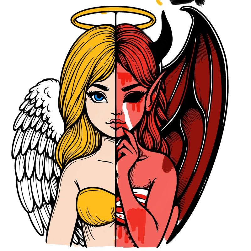 realistic angel half demon