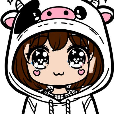 kawaii girl with cow hoodie