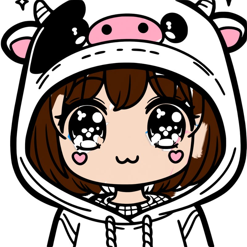 kawaii girl with cow hoodie