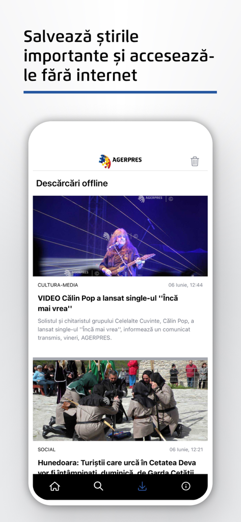 AGERPRES - AGERPRES news app displaying saved articles for offline reading