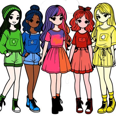 a group of five girls