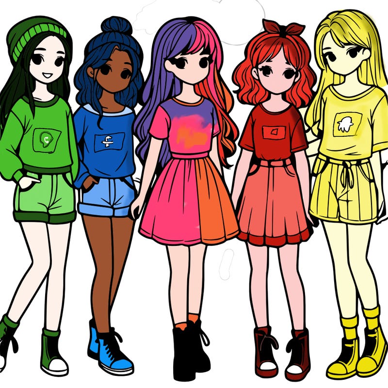 a group of five girls