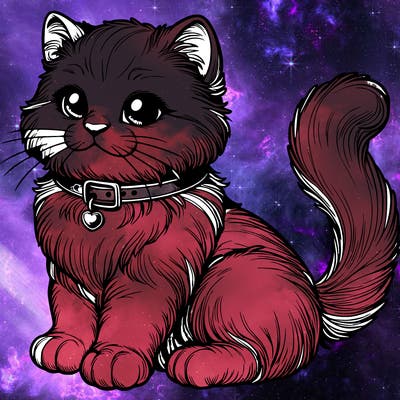 realistic cute and beautiful cat with collar