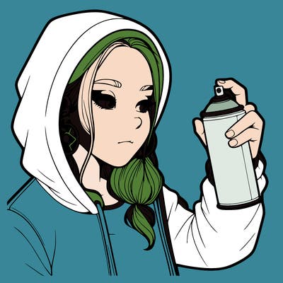 a realistic girl, spray painting