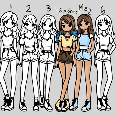 a group of girls wearing crop tops and shorts