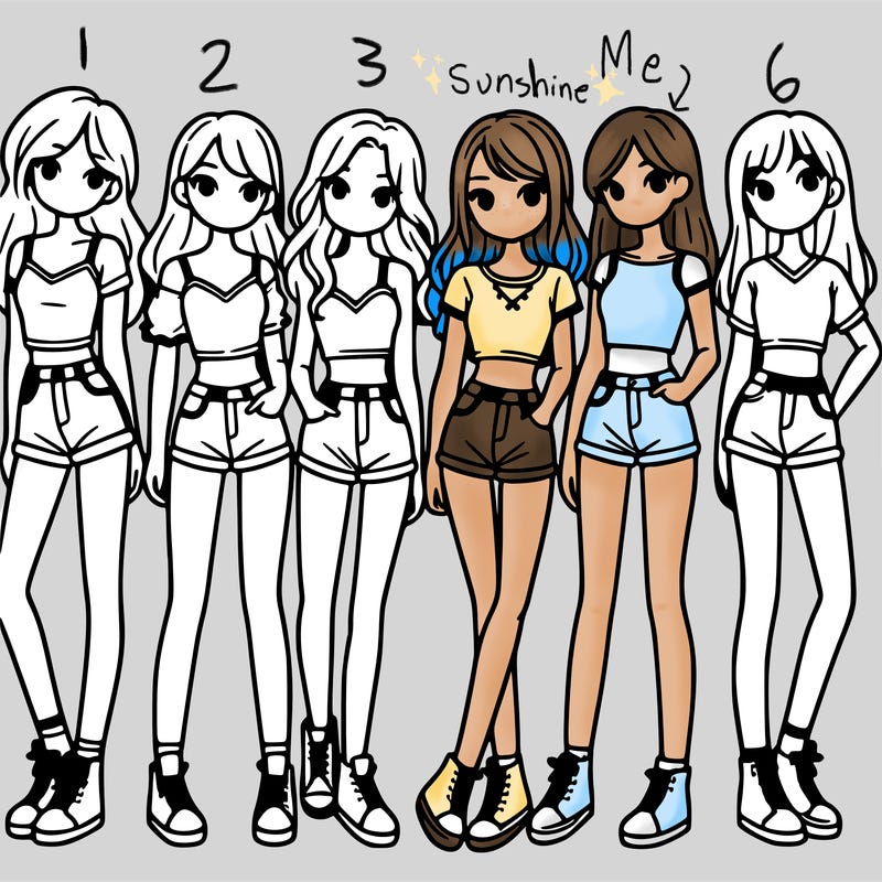 a group of girls wearing crop tops and shorts