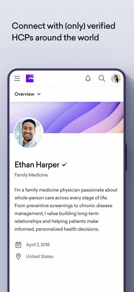 Sermo: Physician Network - Perfil de médico verificado en la aplicación de red social médica Sermo