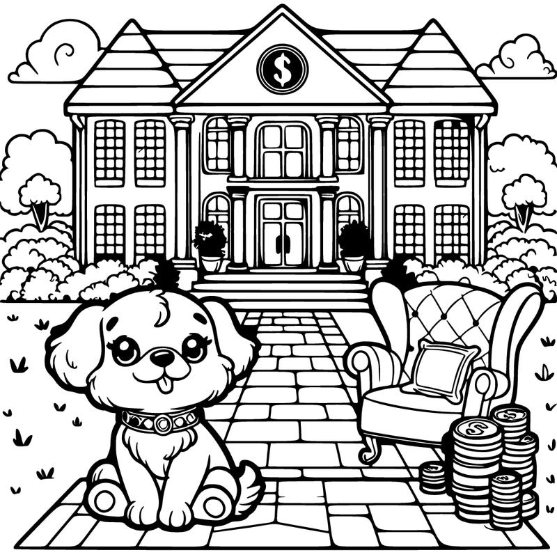 cute single dog in a cute rich mansion