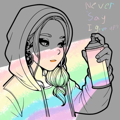 a realistic girl, spray painting