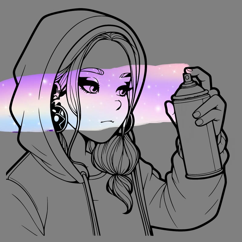 a realistic girl, spray painting