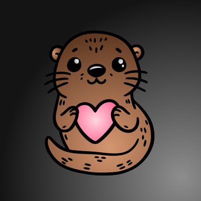 otter with a heart
