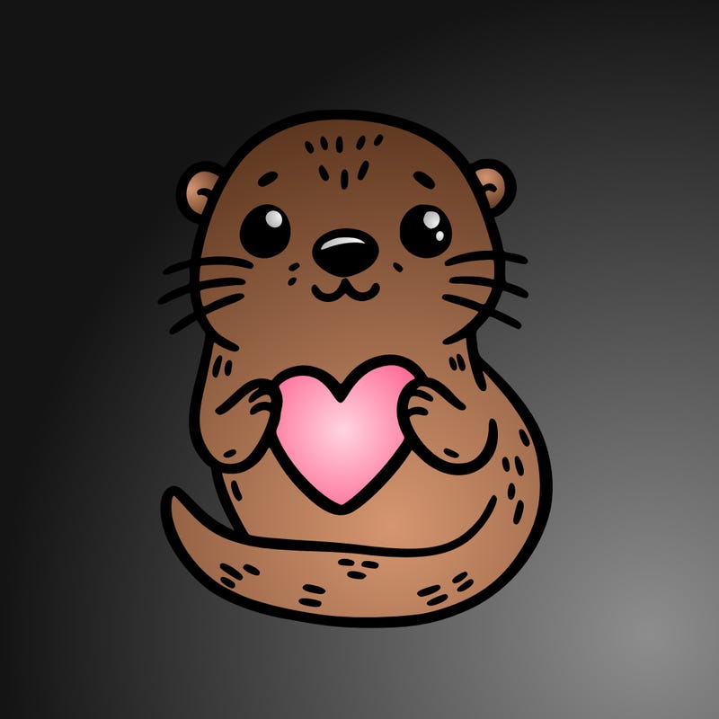 otter with a heart