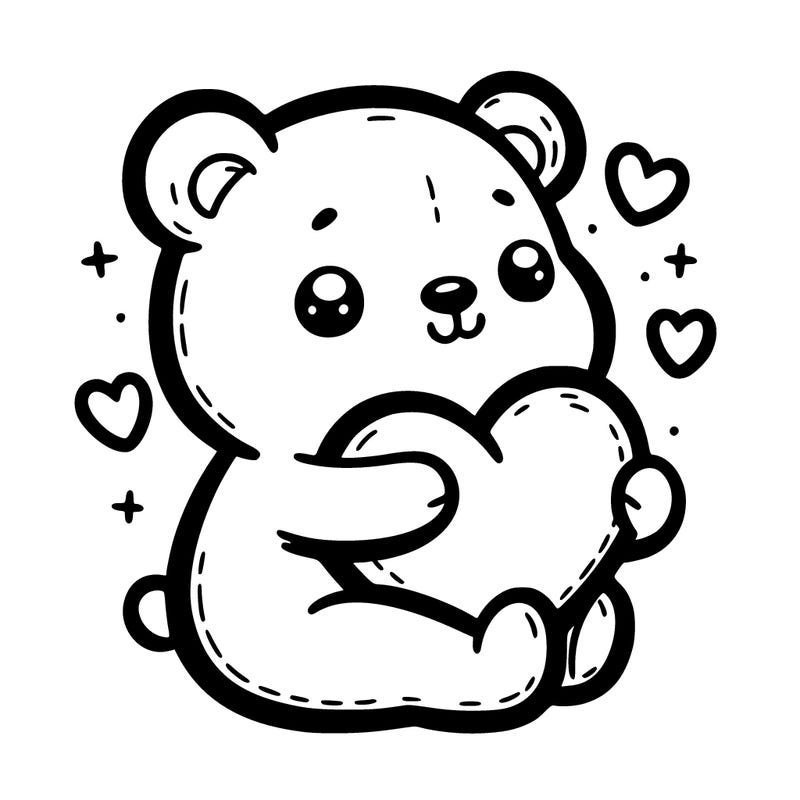 cute bear huging a heart