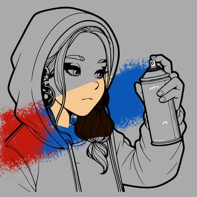 a realistic girl, spray painting