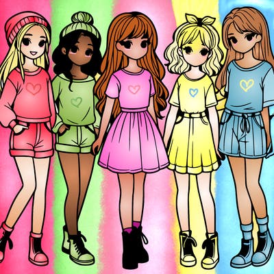 a group of five girls