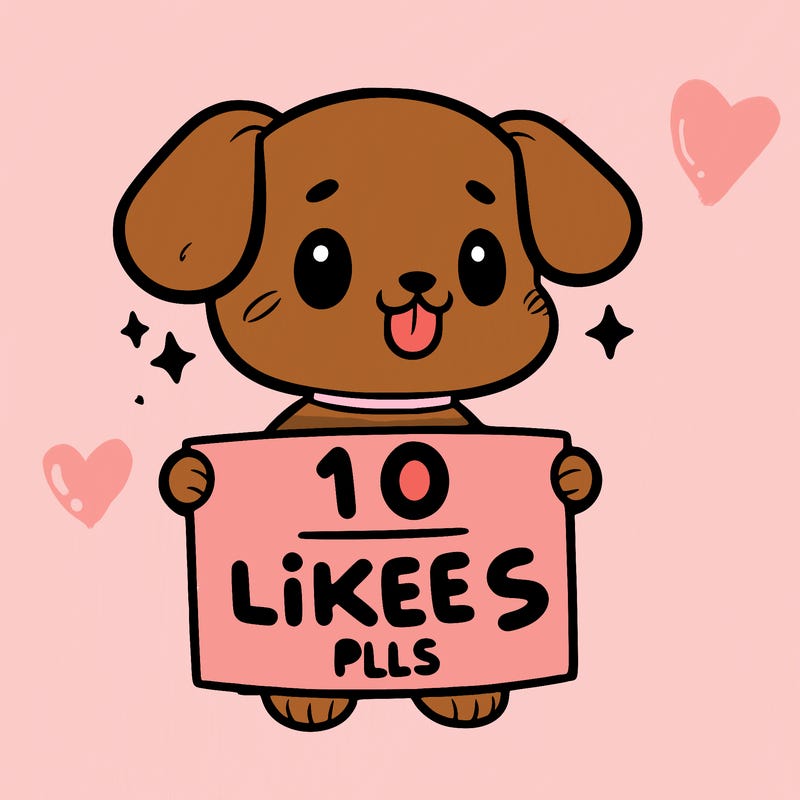 cute dog holding a sign saying 10 likes pls