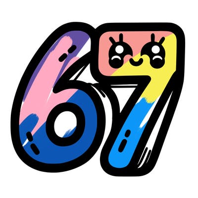 the numbers 67