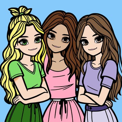 three girls together realistic