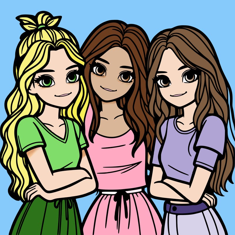 three girls together realistic