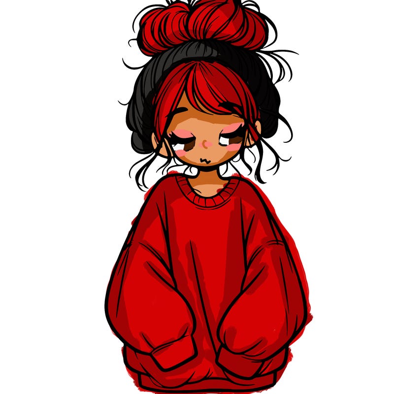 girl with baggy sweatshirt and messy bun