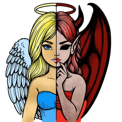 realistic angel half demon