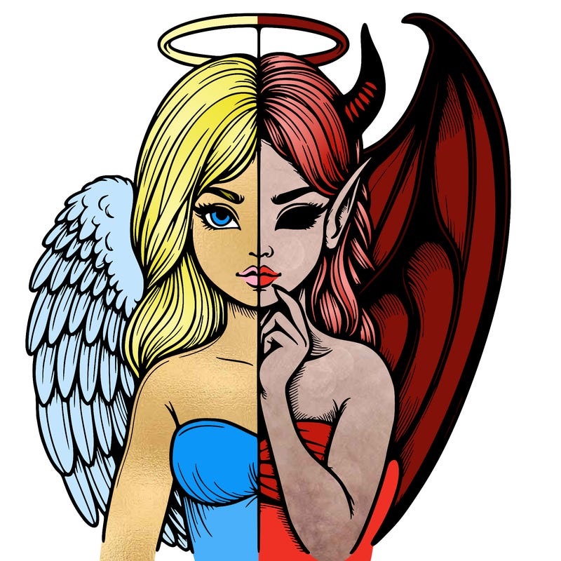 realistic angel half demon