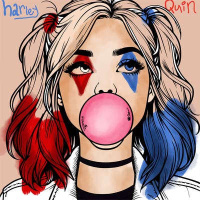 realististic girl blowing bubble -gum