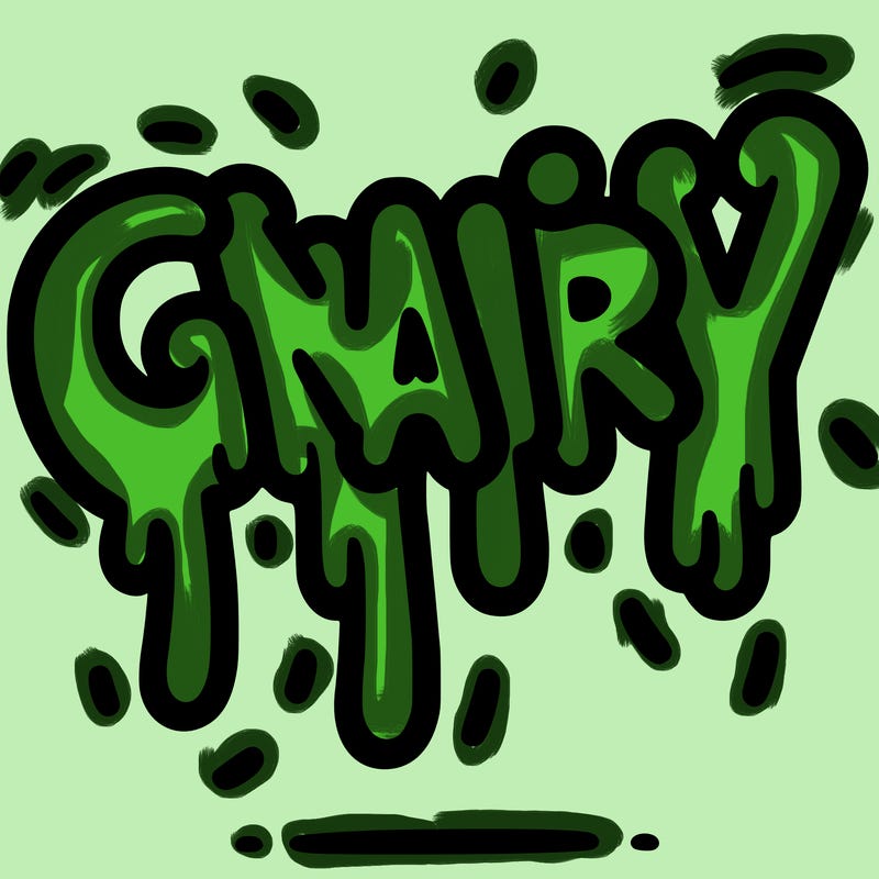 a word that has gnarly on it dripping