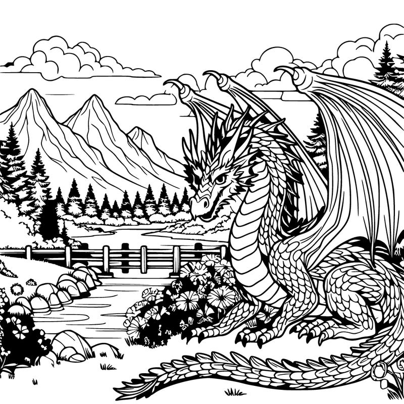 scenery with realistic dragon
