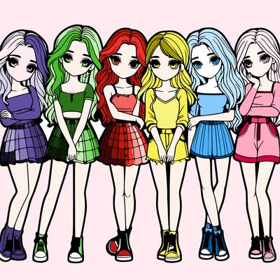 a group of girls realistic