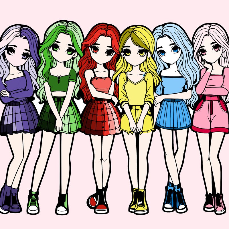 a group of girls realistic